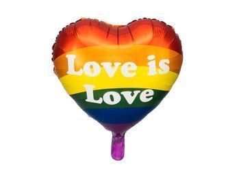 Balon foliowy serce Love is Love tęczowy 35cm 1 sztuka FB99