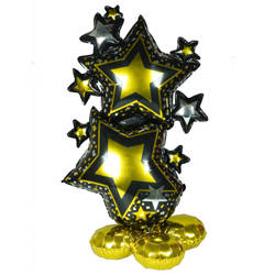 Balon foliowy stojący gwiazdy złoto czarne 83cm 1 sztuka BLF8237