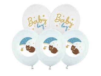 Balony Baby Boy miś księżyc 30cm 6 sztuk SB14P-338-000-6