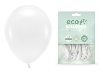 Balony Eco 30cm pastelowe białe 10 sztuk ECO30P-008-10