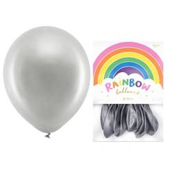 Balony Rainbow 30cm metalizowane srebrne 10 sztuk RB30M-018-10
