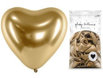 Balony glossy serca złote 27cm 50 sztuk CHB2-019-50x
