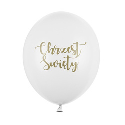 Balony na Chrzest Święty białe 30cm 50 sztuk SB14P-309-008-50x