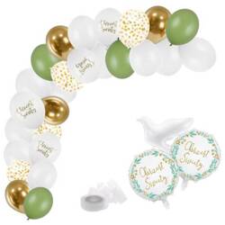 Balony na Chrzest Święty girlanda białe zielone złote balony 30cm zestaw A58