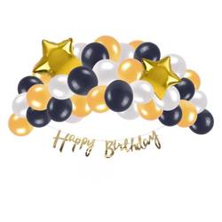 Zestaw balonów na urodziny złoto czarne 36 elementów KP6715