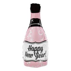 Balon foliowy Butelka szampana Happy New Year Różowa 100x49cm 460521