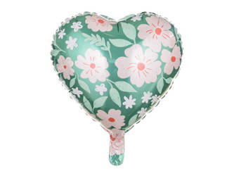 Balon foliowy Serce w kwiatki 45cm 1 sztuka FB124