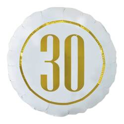 Balon foliowy biały na 30 urodziny 46cm 1sztuka FG-OB30