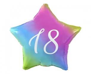 Balon foliowy na 18 urodziny kolorowa gwiazdka 44cm 1sztuka FG-G18T