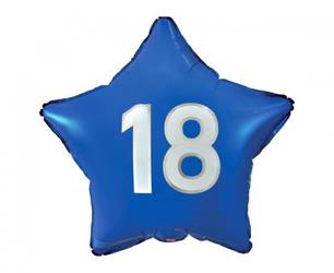 Balon foliowy na 18 urodziny niebieska gwiazdka 48cm 1sztuka FG-G18B