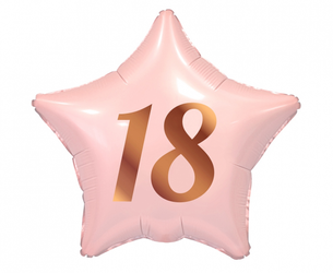 Balon foliowy na 18 urodziny różowo złota gwiazdka z nadrukiem 44cm 1sztuka FG-G18R