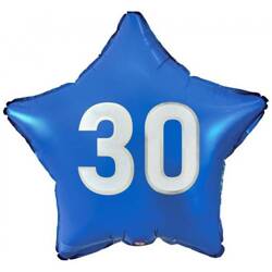 Balon foliowy niebieska gwiazda na 30 urodziny 48cm 1sztuka FG-G30B
