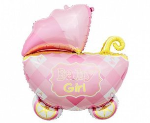 Balon foliowy wózek Baby Girl różowy 60 x 60cm 1szt BF-HWZR