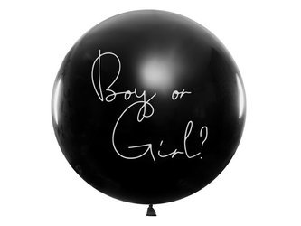 Balon gigant okrągły Boy or Girl Baby Shower niebieskie konfetti 100cm 1 sztuka BG36-2-C