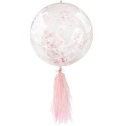 Balon kryształowy z różowym konfetti i frędzlami 45cm 1 sztuka BLF5757-róż