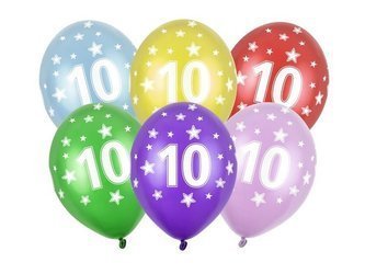 Balony 10 na dziesiąte urodziny 6 sztuk SB14M-010-000-6