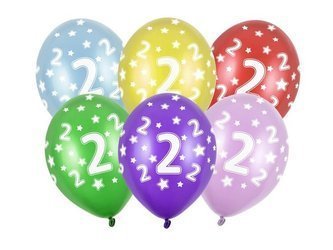 Balony 2 na drugie urodziny 6 sztuk SB14M-002-000-6