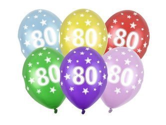 Balony 80 na osiemdziesiąte urodziny 6 sztuk SB14M-080-000-6