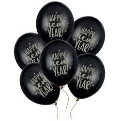 Balony Happy New Year! złoty nadruk 6 sztuk SB14P-201-010-6