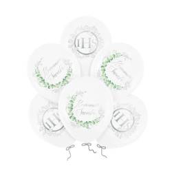 Balony komunijne Komunia Święta IHS Eukaliptus białe 30cm 6 sztuk 131886