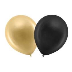 Balony metaliczne czarne i złote 30cm Rainbow 20 sztuk BALONY-9