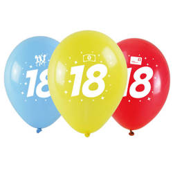 Balony na 18 urodziny kolorowe 3 sztuki KB1993-18-9944