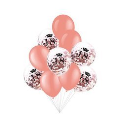Balony na 18 urodziny różowe złoto 10 sztuk 400503