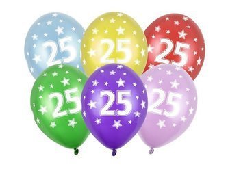 Balony na 25 urodziny kolorowe 6 sztuk SB14M-025-000-6