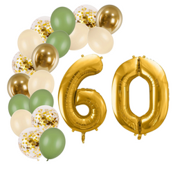 Balony na 60 urodziny boho girlanda złote 20 sztuk A37