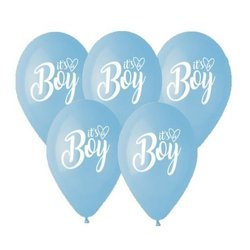 Balony na Baby Shower It's a Boy niebieskie 33cm 5 sztuk GS120/962