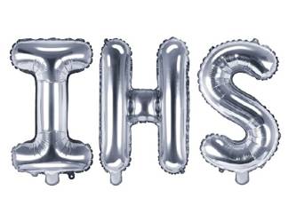 Balony na komunię IHS srebrne 35cm foliowe NF13
