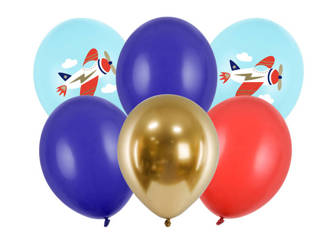 Balony na urodziny kolorowe samolot 6 sztuk SB14P-312-000-6