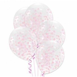 Balony przezroczyste z różowym konfetti 30cm 100 sztuk 400480-100x