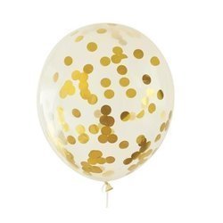 Balony przezroczyste ze złotym konfetti 30cm 5 sztuk BKN-8575