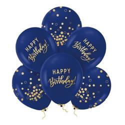 Balony urodzinowe Happy Birthday granatowe 30cm 6 sztuk 137000