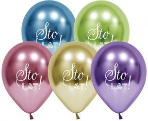 Balony urodzinowe kolorowe Sto lat 30cm 5 sztuk GZ-SLP5