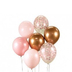 Balony urodzinowe różowe mix kropki chromowane 30cm 7 sztuk BB-RMD7