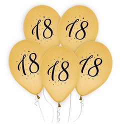 Balony złote na 18 urodziny 30cm 5 sztuk GZ-18Z5