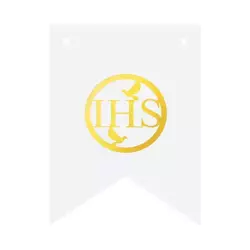 Baner biały DIY złoty napis IHS 16cm 1 sztuka 512228
