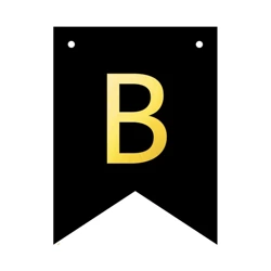 Baner czarny ze złotą literą flagi literka B 16cm 1szt 141656