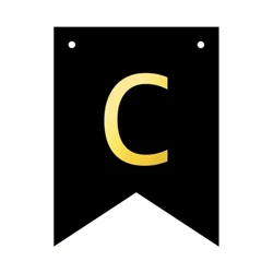 Baner czarny ze złotą literą flagi literka C 16cm 1szt 141663
