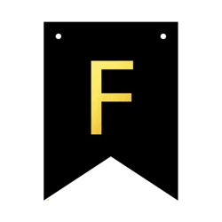 Baner czarny ze złotą literą flagi literka F 16cm 1szt 141717