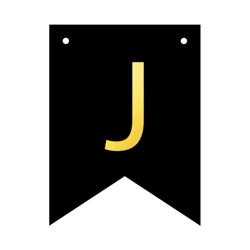 Baner czarny ze złotą literą flagi literka J 16cm 1szt 141755