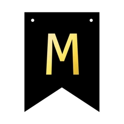 Baner czarny ze złotą literą flagi literka M 16cm 1szt 141793