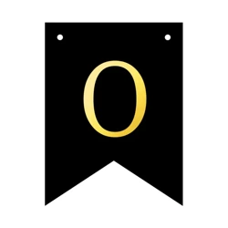 Baner czarny ze złotą literą flagi literka O 16cm 1szt 141823