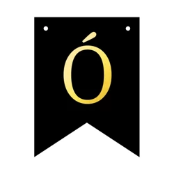 Baner czarny ze złotą literą flagi literka Ó 16cm 1szt 141830