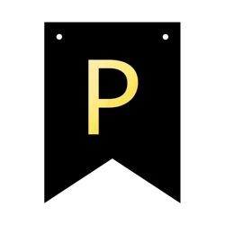 Baner czarny ze złotą literą flagi literka P 16cm 1szt 141564