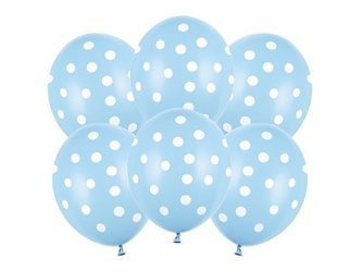 Błękitne balony w białe kropki 6 sztuk SB14P-223-011W-6