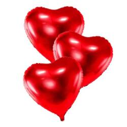 Bukiet balonów serca czerwone 45cm foliowe + hel 3 sztuka Bukiet-2