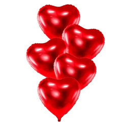 Bukiet balonów serca czerwone 45cm foliowe + hel 5 sztuka Bukiet-3